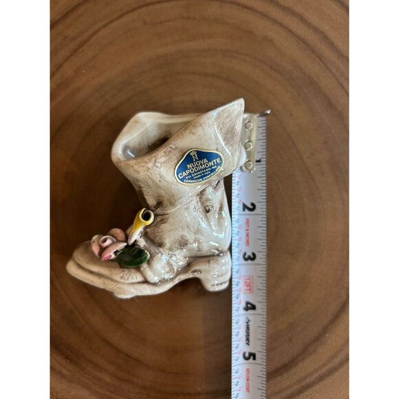 Vintage Nuova Capodimonte Ceramic Boot With Floral Accents - Picture 9 of 10
